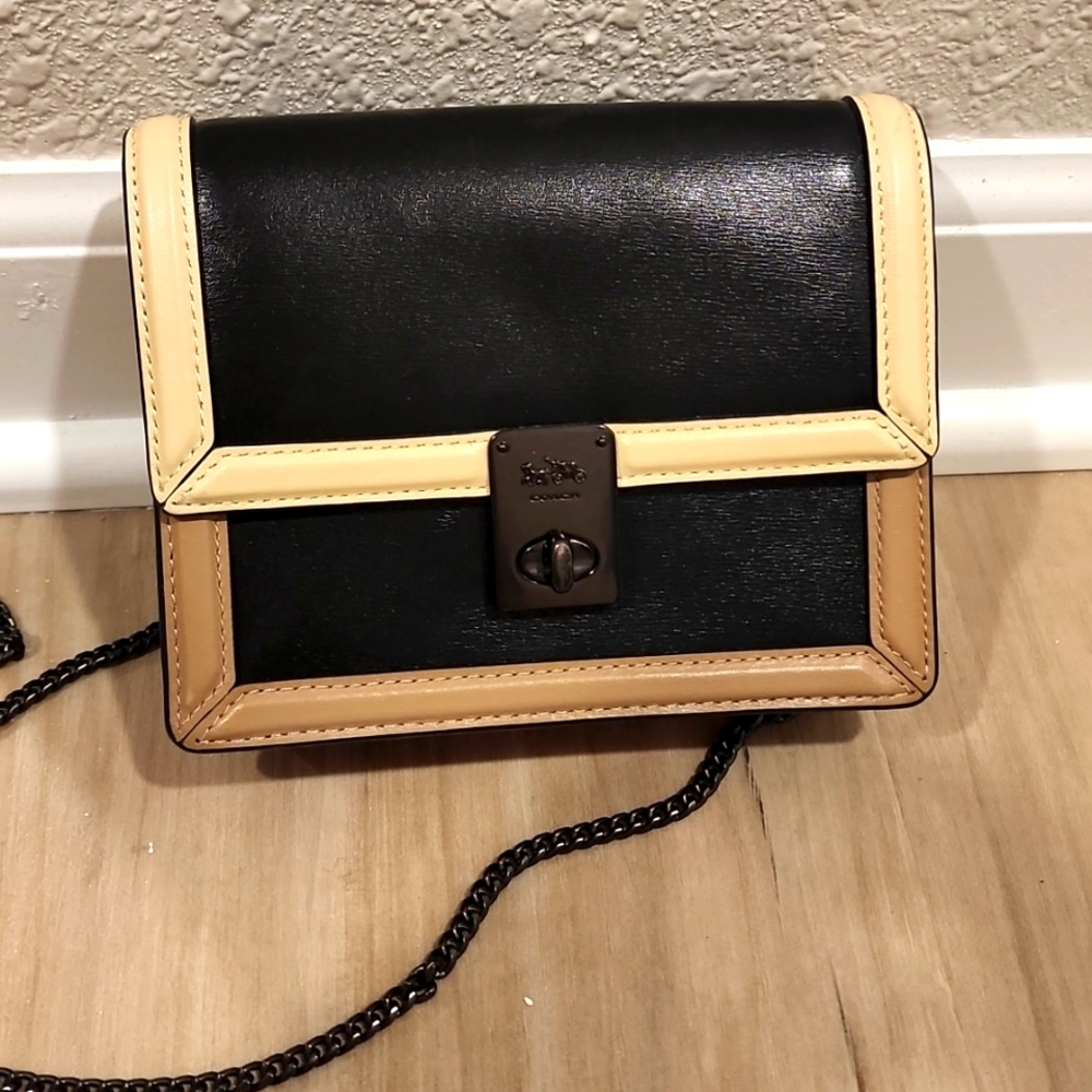 Coach Legacy Colorblock Black/Orange/Cream Leather Mini Crossbody bag